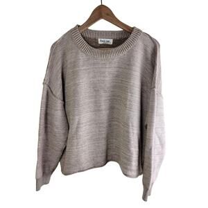 Peach Love California Womens Cropped Sweater size M Beige Scoop Neck Long Sleeve